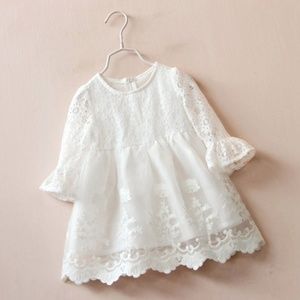 Girls White Lace Tunic Top